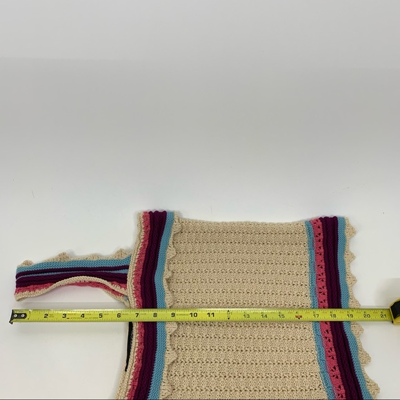 Andrew Marc New York Cream Crocheted Ruffle Stripe Boho Knit Tank Top New Nwt - Picture 16 of 16